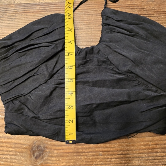 Zara Black Ruched Womens Crop Top Size Medium - Picture 2 of 6